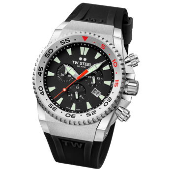 Ace Diver 44 mm Mat sort Swiss multifuntions quarts med chrono Herre ur fra TW Steel
